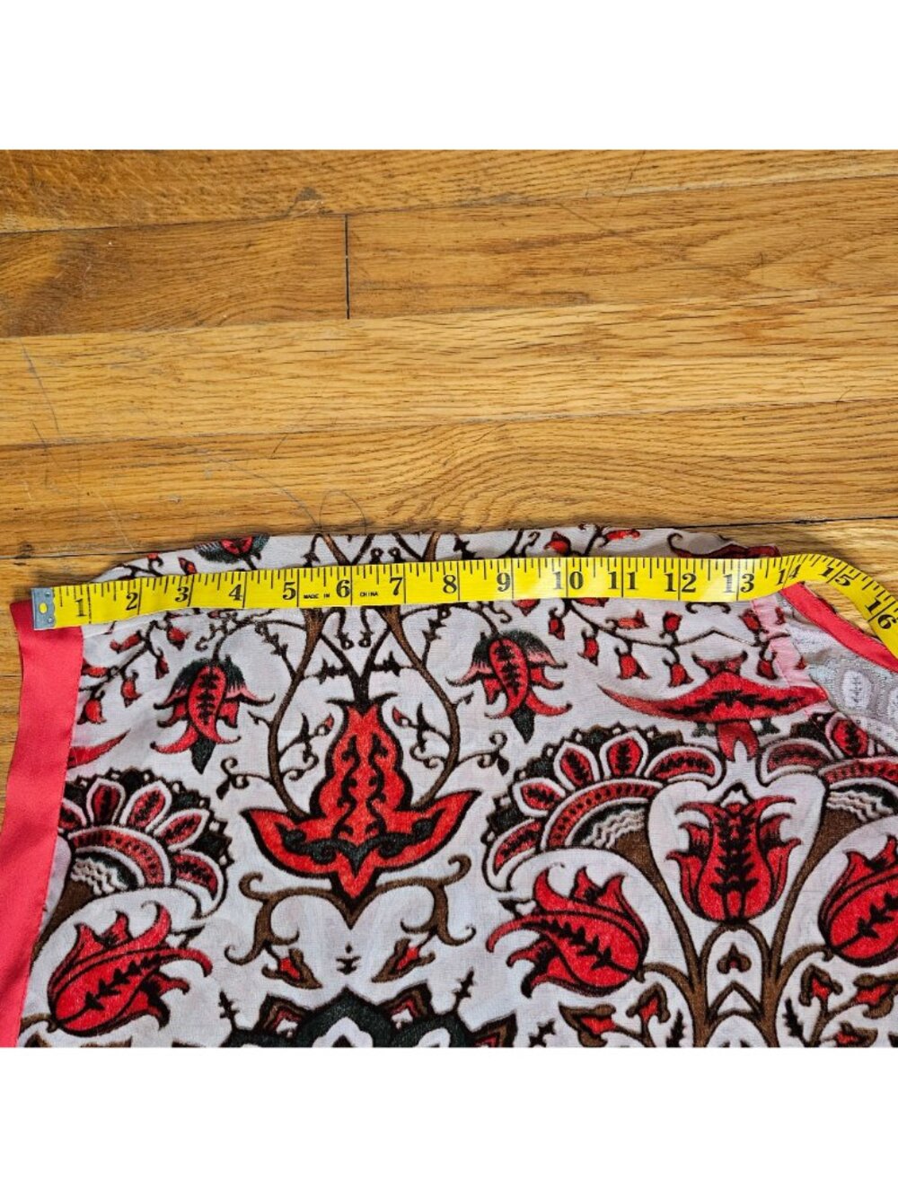 Woman's Soft Surroundings floral boho velvet burnout jewel tone red/beige shawl - Picture 7 of 7